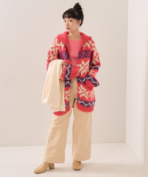 FREAK'S STORE（フリークスストア）の「カウチンニットジップカーデ（カーディガン/ボレロ・レディース・ピンク/ブルー・ﾌﾘ-）」の7枚目の写真