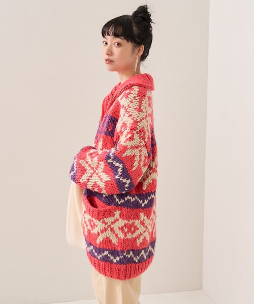 FREAK'S STORE（フリークスストア）の「カウチンニットジップカーデ（カーディガン/ボレロ・レディース・ピンク/ブルー・ﾌﾘ-）」の10枚目の写真