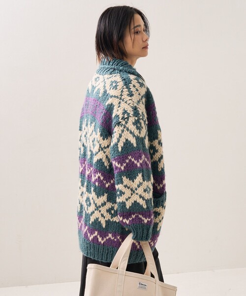 FREAK'S STORE（フリークスストア）の「カウチンニットジップカーデ（カーディガン/ボレロ・レディース・ピンク/ブルー・ﾌﾘ-）」の5枚目の写真