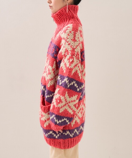 FREAK'S STORE（フリークスストア）の「カウチンニットジップカーデ（カーディガン/ボレロ・レディース・ピンク/ブルー・ﾌﾘ-）」の11枚目の写真