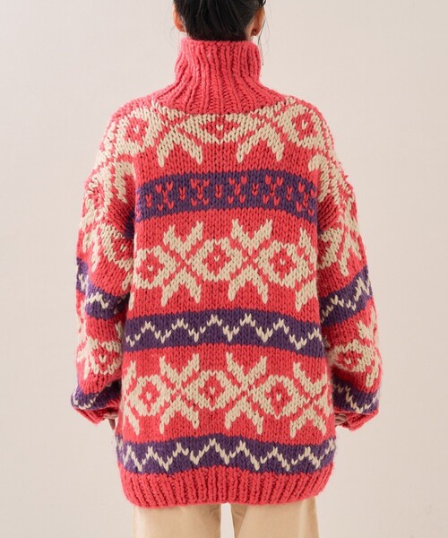 FREAK'S STORE（フリークスストア）の「カウチンニットジップカーデ（カーディガン/ボレロ・レディース・ピンク/ブルー・ﾌﾘ-）」の13枚目の写真