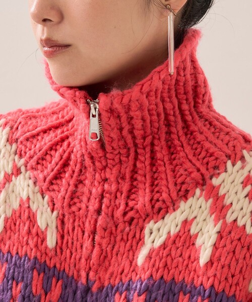 FREAK'S STORE（フリークスストア）の「カウチンニットジップカーデ（カーディガン/ボレロ・レディース・ピンク/ブルー・ﾌﾘ-）」の19枚目の写真