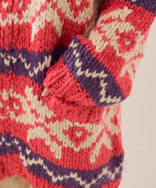 FREAK'S STORE（フリークスストア）の「カウチンニットジップカーデ（カーディガン/ボレロ・レディース・ピンク/ブルー・ﾌﾘ-）」の9枚目の写真