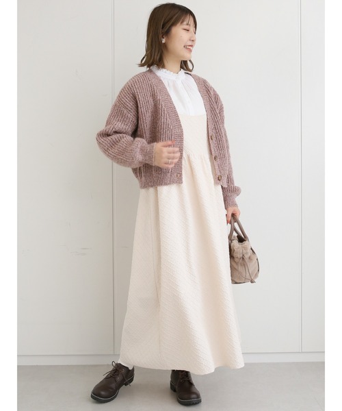 ehka sopo（エヘカソポ）の「ミックスヤーンVネックカーディガン（カーディガン/ボレロ・レディース・ベージュ/ピンク/グリーン・ﾌﾘ-）」の18枚目の写真