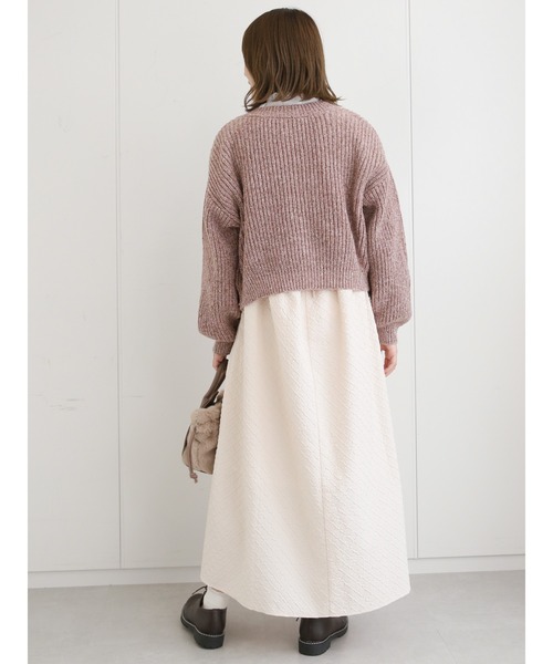 ehka sopo（エヘカソポ）の「ミックスヤーンVネックカーディガン（カーディガン/ボレロ・レディース・ベージュ/ピンク/グリーン・ﾌﾘ-）」の15枚目の写真