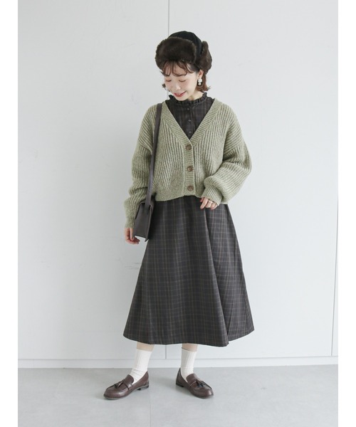 ehka sopo（エヘカソポ）の「ミックスヤーンVネックカーディガン（カーディガン/ボレロ・レディース・ベージュ/ピンク/グリーン・ﾌﾘ-）」の19枚目の写真