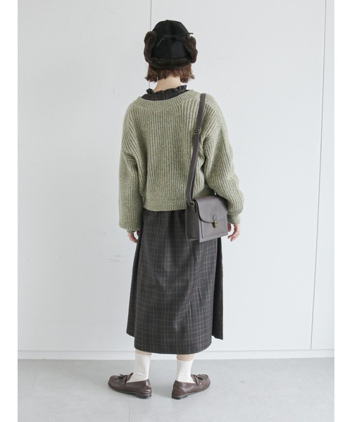 ehka sopo（エヘカソポ）の「ミックスヤーンVネックカーディガン（カーディガン/ボレロ・レディース・ベージュ/ピンク/グリーン・ﾌﾘ-）」の10枚目の写真