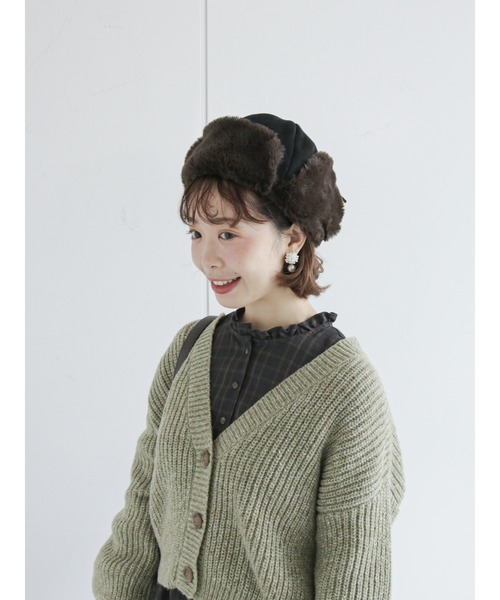 ehka sopo（エヘカソポ）の「ミックスヤーンVネックカーディガン（カーディガン/ボレロ・レディース・ベージュ/ピンク/グリーン・ﾌﾘ-）」の13枚目の写真