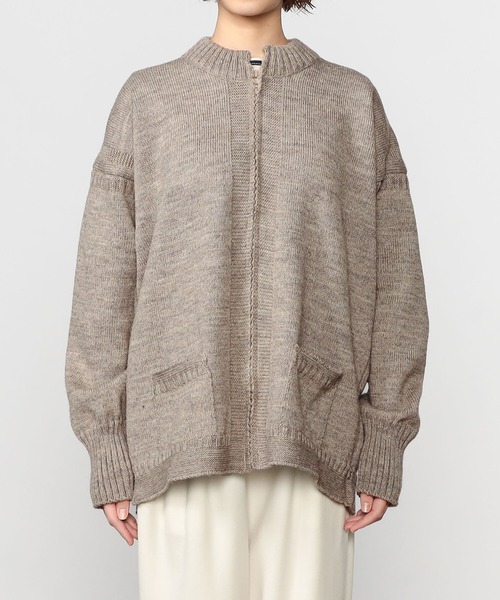 Le Tricoteur(ルトリコチュール)の「Le Tricoteur | ウール ガンジーセータージップカーディガン WOMEN(カーディガン/ボレロ・レディース・レッド/オートミール/ロイヤルブルー/Nat/ネイビー・46)」の15枚目の写真