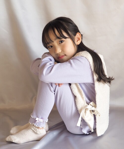 SHOO・LA・RUE（シューラルー）の「◆【110-140cm】リブメロウ10分丈レギンス（その他パンツ・キッズ・ブラック/ライトパープル・13/11/12/14）」の9枚目の写真