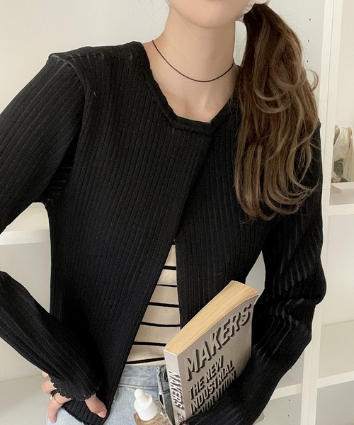 classicalelf（クラシカルエルフ）の「上級見えバックスリットニット（ニット/セーター・レディース・ブルー/ブラック/グレイッシュベージュ/アイボリー/グリーン・X-LARGE/LARGE/MEDIUM/SMALL）」の3枚目の写真