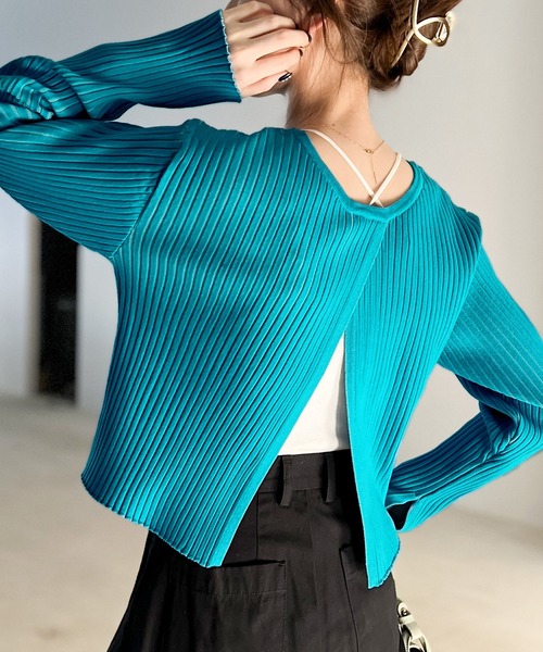 classicalelf（クラシカルエルフ）の「上級見えバックスリットニット（ニット/セーター・レディース・ブルー/ブラック/グレイッシュベージュ/アイボリー/グリーン・X-LARGE/LARGE/MEDIUM/SMALL）」の22枚目の写真