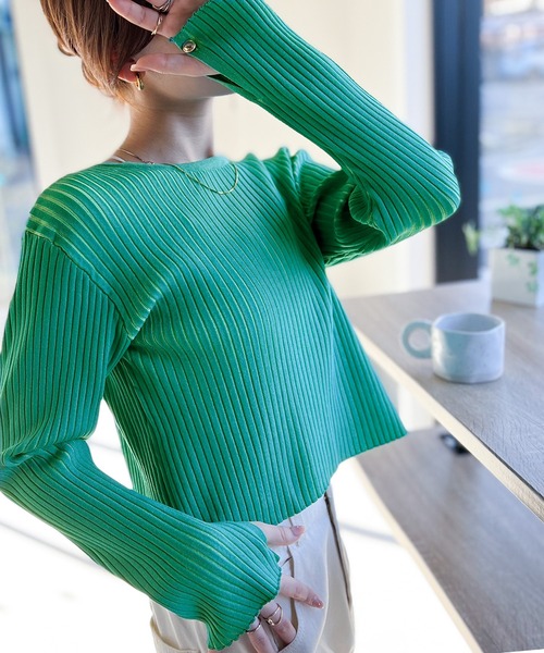 classicalelf（クラシカルエルフ）の「上級見えバックスリットニット（ニット/セーター・レディース・ブルー/ブラック/グレイッシュベージュ/アイボリー/グリーン・X-LARGE/LARGE/MEDIUM/SMALL）」の7枚目の写真