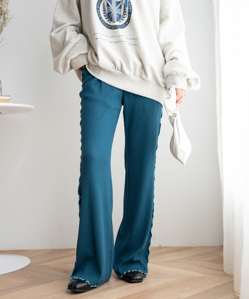 WEGO（ウィゴー）の「WEGO/メロウラインフレアパンツ（スラックス・レディース・ブラック/ブルー・FREE）」の10枚目の写真