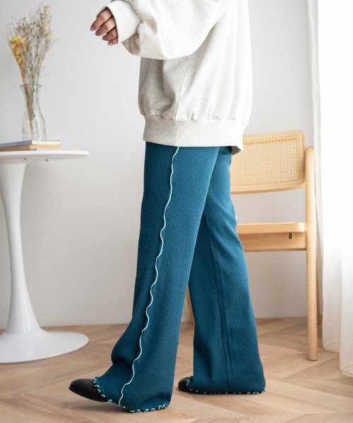 WEGO（ウィゴー）の「WEGO/メロウラインフレアパンツ（スラックス・レディース・ブラック/ブルー・FREE）」の11枚目の写真