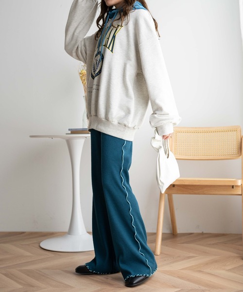 WEGO（ウィゴー）の「WEGO/メロウラインフレアパンツ（スラックス・レディース・ブラック/ブルー・FREE）」の14枚目の写真