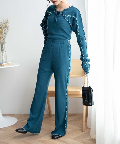 WEGO（ウィゴー）の「WEGO/メロウラインフレアパンツ（スラックス・レディース・ブラック/ブルー・FREE）」の16枚目の写真