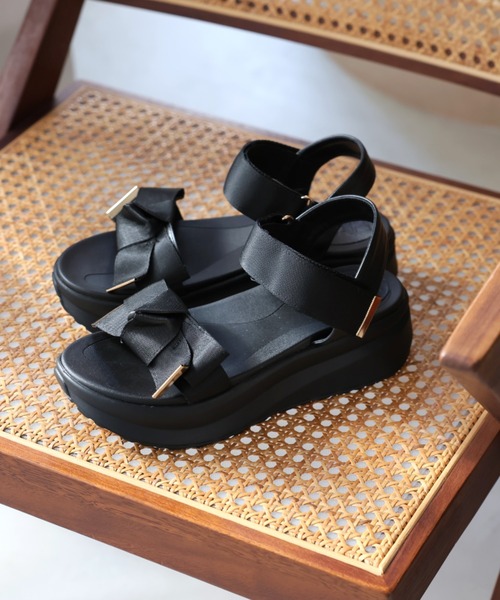 VIVIAN（ヴィヴィアン）の「厚底リボンダッドスポーツサンダル（サンダル・レディース・グレー/ブラック/ベージュ・S/M/L/LL）」の6枚目の写真