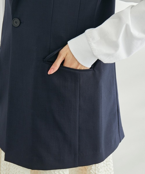 ROPE' PICNIC（ロペピクニック）の「麻調スリーブレスジャケット　ジレ（ベスト・レディース・ベージュ/ネイビー・38）」の16枚目の写真