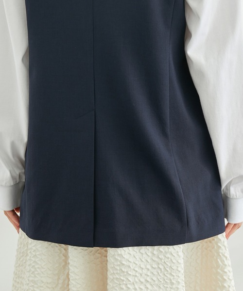 ROPE' PICNIC（ロペピクニック）の「麻調スリーブレスジャケット　ジレ（ベスト・レディース・ベージュ/ネイビー・38）」の5枚目の写真