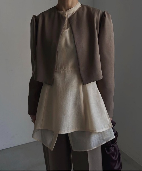 Ameri（アメリ）の「BUSTIER LAYERED SHEER SHIRT（シャツ/ブラウス・レディース・グリーン/アイボリー/ブラック・SMALL/MEDIUM）」の19枚目の写真