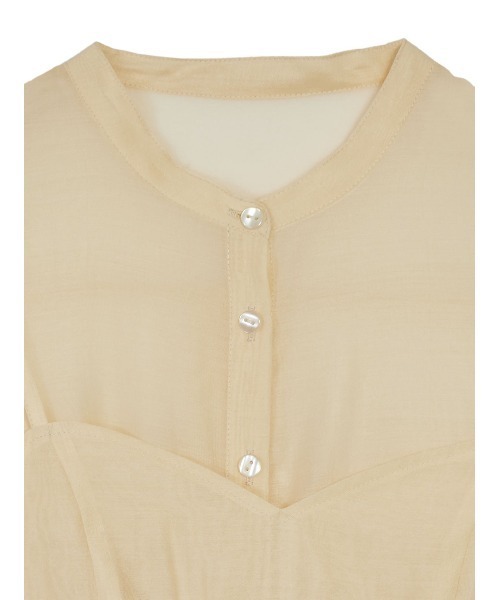 Ameri（アメリ）の「BUSTIER LAYERED SHEER SHIRT（シャツ/ブラウス・レディース・グリーン/アイボリー/ブラック・SMALL/MEDIUM）」の7枚目の写真