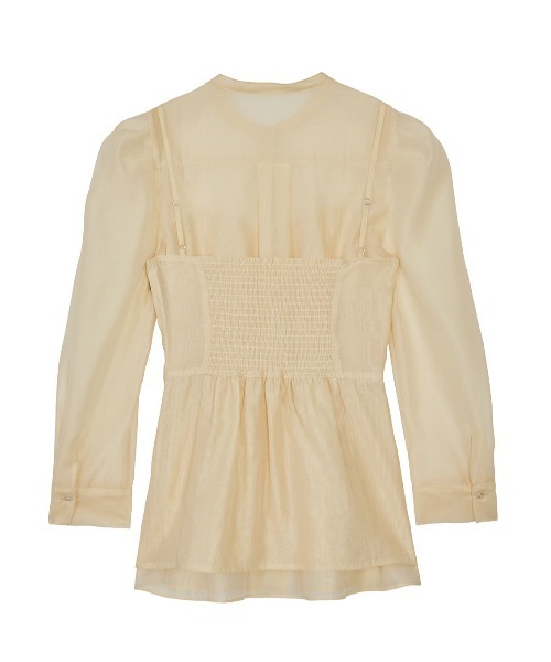 Ameri（アメリ）の「BUSTIER LAYERED SHEER SHIRT（シャツ/ブラウス・レディース・グリーン/アイボリー/ブラック・SMALL/MEDIUM）」の18枚目の写真