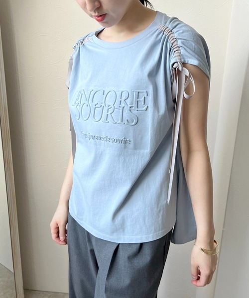 LHELBIE（レルビエ）の「エンボスロゴドロストTシャツ（Tシャツ/カットソー・レディース・チャコールグレー/ブルー/ベージュ・M）」の5枚目の写真