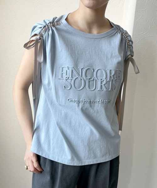 LHELBIE（レルビエ）の「エンボスロゴドロストTシャツ（Tシャツ/カットソー・レディース・チャコールグレー/ブルー/ベージュ・M）」の6枚目の写真