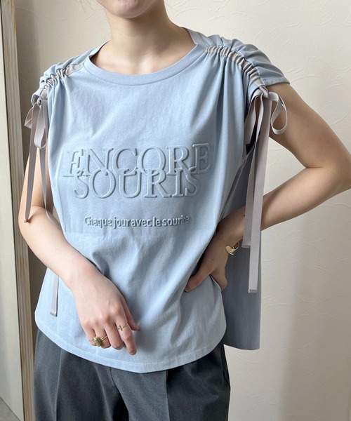 LHELBIE（レルビエ）の「エンボスロゴドロストTシャツ（Tシャツ/カットソー・レディース・チャコールグレー/ブルー/ベージュ・M）」の8枚目の写真