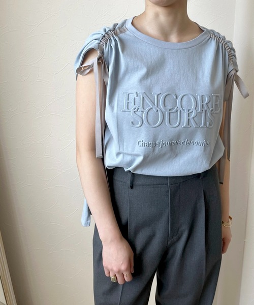 LHELBIE（レルビエ）の「エンボスロゴドロストTシャツ（Tシャツ/カットソー・レディース・チャコールグレー/ブルー/ベージュ・M）」の13枚目の写真
