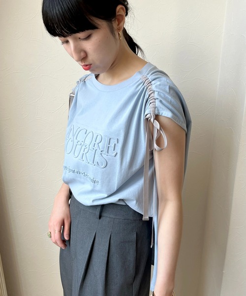 LHELBIE（レルビエ）の「エンボスロゴドロストTシャツ（Tシャツ/カットソー・レディース・チャコールグレー/ブルー/ベージュ・M）」の14枚目の写真