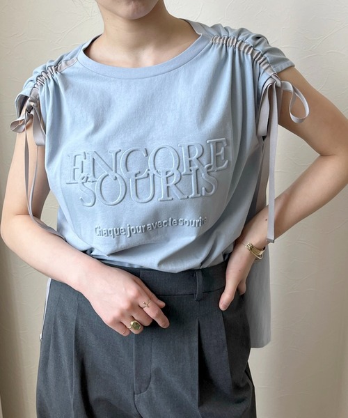 LHELBIE（レルビエ）の「エンボスロゴドロストTシャツ（Tシャツ/カットソー・レディース・チャコールグレー/ブルー/ベージュ・M）」の16枚目の写真