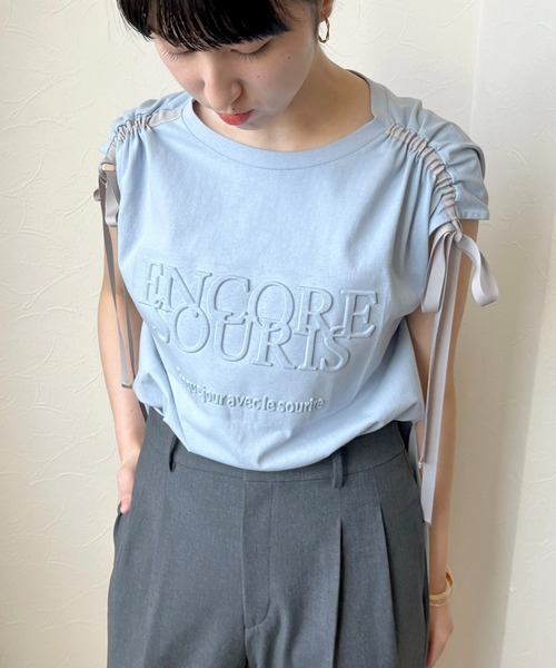 LHELBIE（レルビエ）の「エンボスロゴドロストTシャツ（Tシャツ/カットソー・レディース・チャコールグレー/ブルー/ベージュ・M）」の17枚目の写真