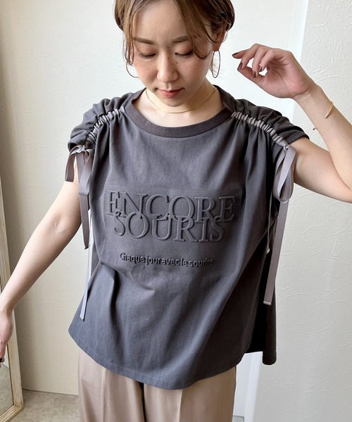 LHELBIE（レルビエ）の「エンボスロゴドロストTシャツ（Tシャツ/カットソー・レディース・チャコールグレー/ブルー/ベージュ・M）」の18枚目の写真