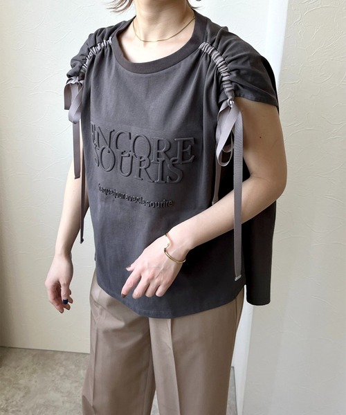 LHELBIE（レルビエ）の「エンボスロゴドロストTシャツ（Tシャツ/カットソー・レディース・チャコールグレー/ブルー/ベージュ・M）」の19枚目の写真