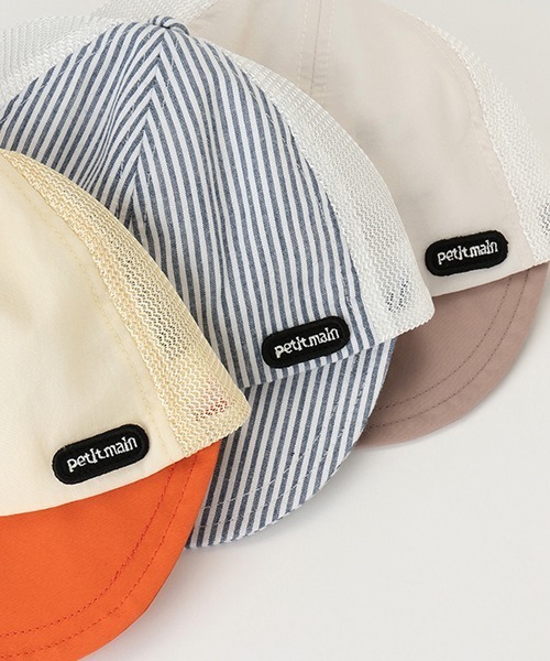 petit main(プティマイン)の「ロゴメッシュキャップ(キャップ・キッズ・サックスブルー/オレンジ/ライトグリーン/ライトピンク/ライトベージュ・52cm/50cm/54cm)」の10枚目の写真