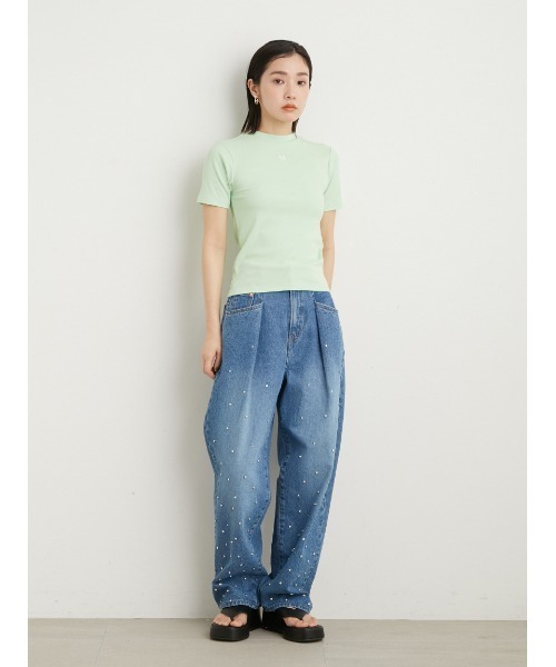 LILY BROWN(リリーブラウン)の「ハイネックエンプロイダリロゴT(Tシャツ/カットソー・レディース・ブラック/ホワイト/ミント・FREE)」の14枚目の写真