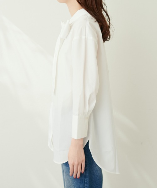 natural couture（ナチュラルクチュール）の「BIGボータイシャツブラウス（シャツ/ブラウス・レディース・オフホワイト/サックスブルー/ストライプ・FREE）」の16枚目の写真