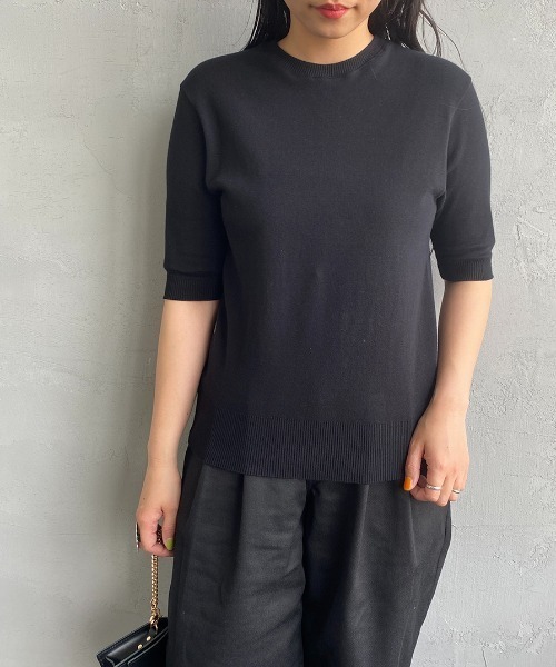 gicipi（ジチピ）の「[GICIPI/ジチピ] ARGENTO ショートスリーブニットソー（ニット/セーター・レディース・ホワイト/ブラック/グリーン・1）」の6枚目の写真