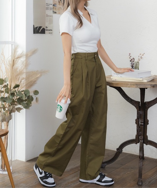 Ada.(エイダ)の「★今なら490円!★サイドベルトミリタリーワイドパンツ(カーゴパンツ・レディース・ベージュ/カーキ・S/M)」の10枚目の写真