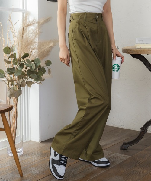 Ada.(エイダ)の「★今なら490円!★サイドベルトミリタリーワイドパンツ(カーゴパンツ・レディース・ベージュ/カーキ・S/M)」の5枚目の写真
