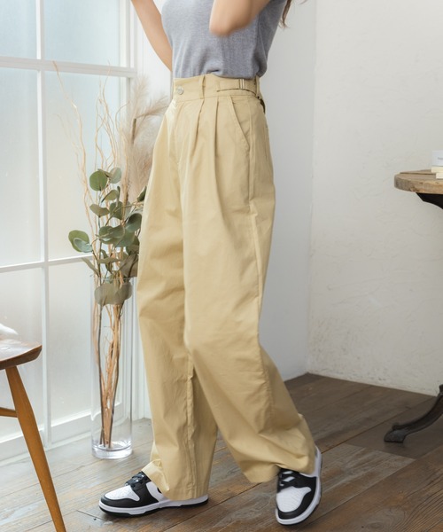 Ada.(エイダ)の「★今なら490円!★サイドベルトミリタリーワイドパンツ(カーゴパンツ・レディース・ベージュ/カーキ・S/M)」の13枚目の写真