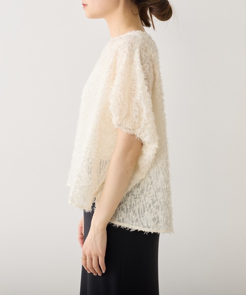 PUAL CE CIN（ピュアルセシン）の「ジャガードフリンジプルオーバーブラウス（シャツ/ブラウス・レディース・ナチュラル/ブラック・FREE）」の4枚目の写真