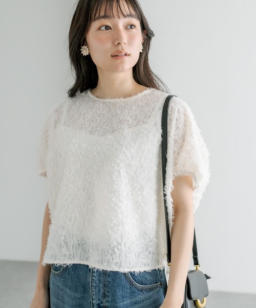 PUAL CE CIN（ピュアルセシン）の「ジャガードフリンジプルオーバーブラウス（シャツ/ブラウス・レディース・ナチュラル/ブラック・FREE）」の11枚目の写真