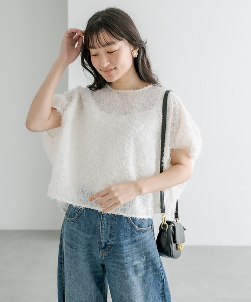 PUAL CE CIN（ピュアルセシン）の「ジャガードフリンジプルオーバーブラウス（シャツ/ブラウス・レディース・ナチュラル/ブラック・FREE）」の12枚目の写真