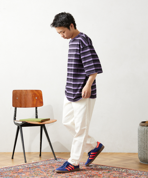 JOURNAL STANDARD relume(ジャーナルスタンダード レリューム)の「【Allen A / アレンエー】オーバーダイ ボーダーTシャツ(Tシャツ/カットソー・メンズ・ベージュ系その他/マスタード/パープル/ブルー/ライトグリーン・LARGE/MEDIUM)」の7枚目の写真