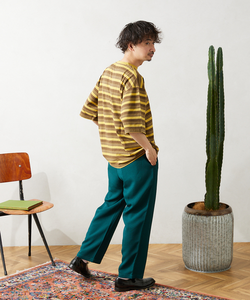 JOURNAL STANDARD relume(ジャーナルスタンダード レリューム)の「【Allen A / アレンエー】オーバーダイ ボーダーTシャツ(Tシャツ/カットソー・メンズ・ベージュ系その他/マスタード/パープル/ブルー/ライトグリーン・LARGE/MEDIUM)」の10枚目の写真