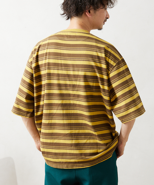 JOURNAL STANDARD relume(ジャーナルスタンダード レリューム)の「【Allen A / アレンエー】オーバーダイ ボーダーTシャツ(Tシャツ/カットソー・メンズ・ベージュ系その他/マスタード/パープル/ブルー/ライトグリーン・LARGE/MEDIUM)」の12枚目の写真