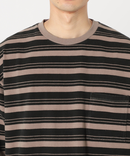 JOURNAL STANDARD relume(ジャーナルスタンダード レリューム)の「【Allen A / アレンエー】オーバーダイ ボーダーTシャツ(Tシャツ/カットソー・メンズ・ベージュ系その他/マスタード/パープル/ブルー/ライトグリーン・LARGE/MEDIUM)」の17枚目の写真